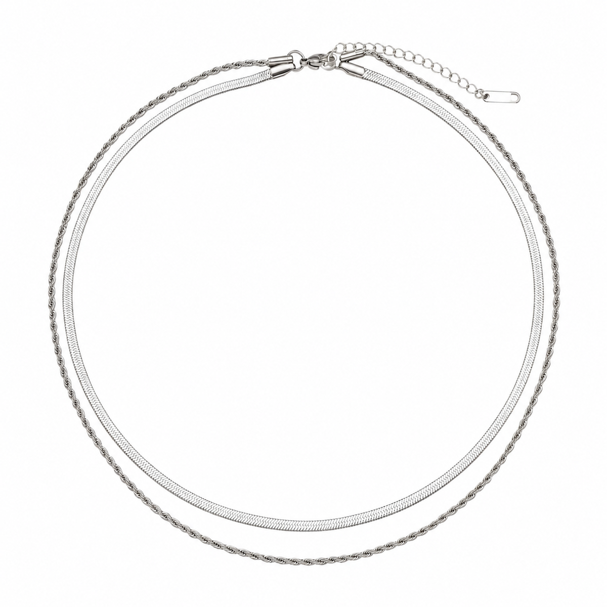 Flat Herringbone Layered Necklace