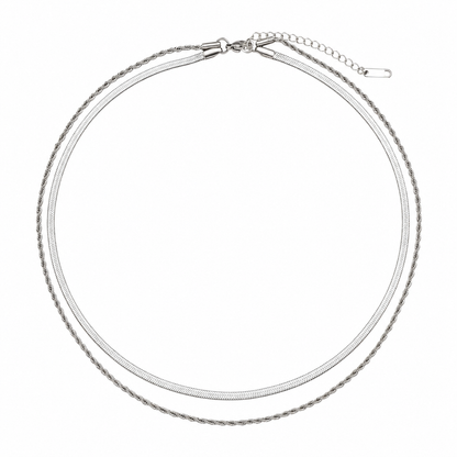 Flat Herringbone Layered Necklace