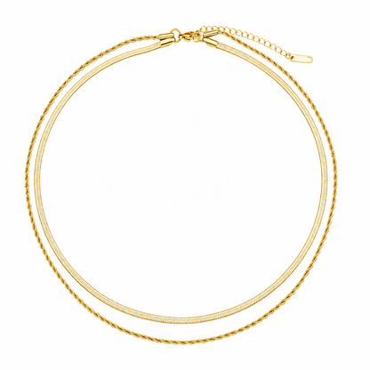 Flat Herringbone Layered Necklace