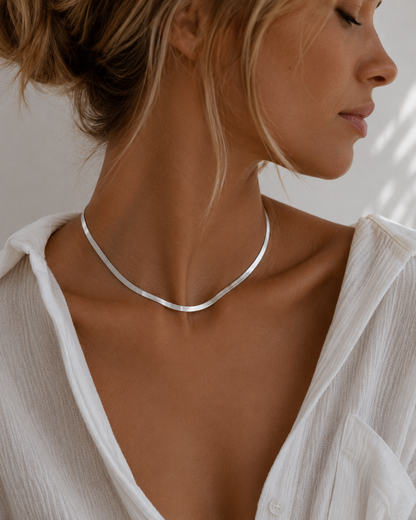 Stacking Flat Herringbone Necklace