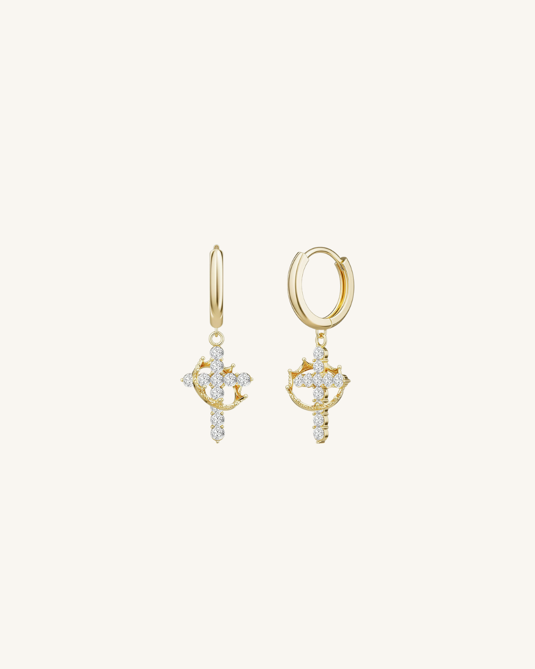 Elora Cross and Crown Earring