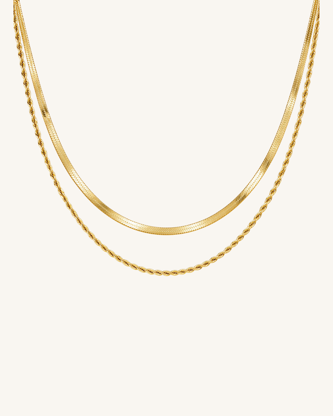 Flat Herringbone Layered Necklace