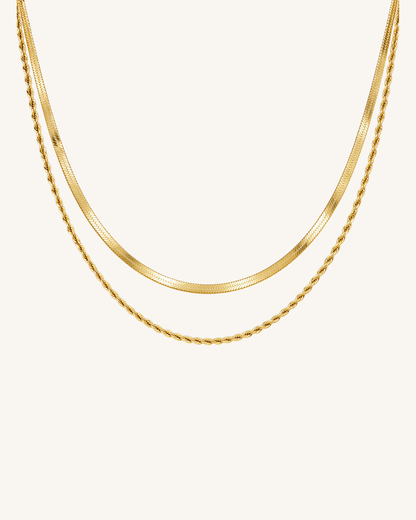 Flat Herringbone Layered Necklace