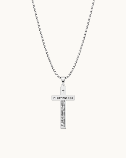 Philippians 4:13 Cross Necklace