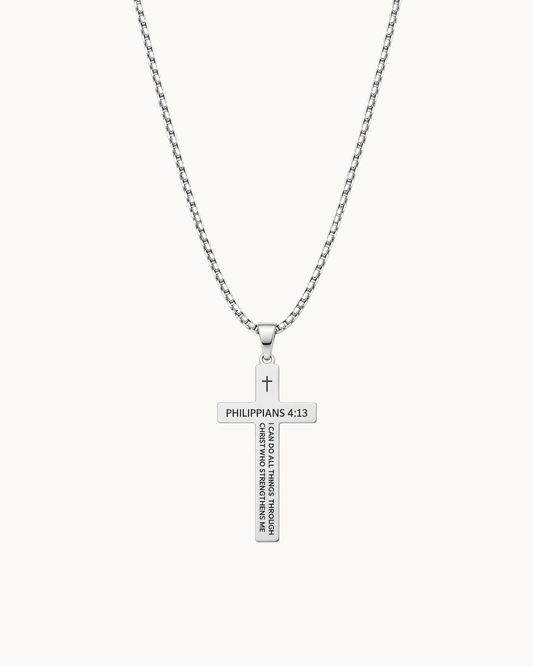 Philippians 4:13 Cross Necklace