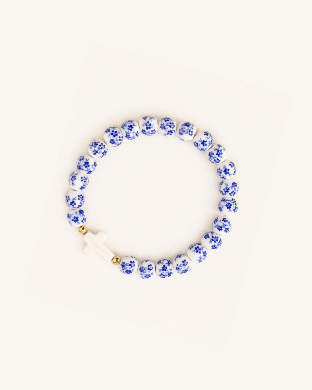 WWJD Floral Ceramic Cross Bracelet Stack